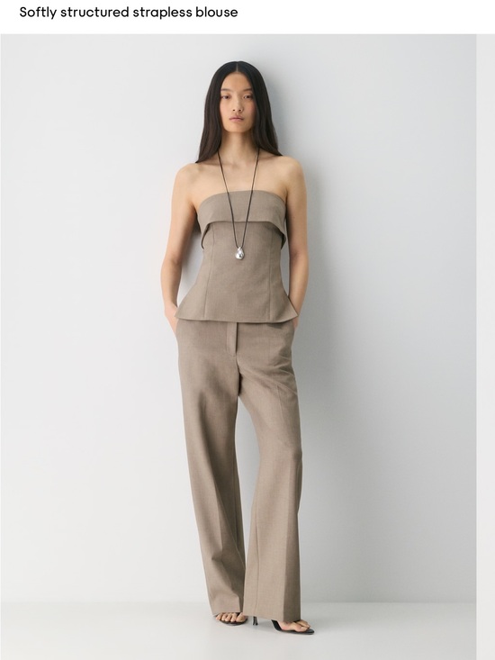 Aritzia Pants - Aritzia Neutral Taupe Wide-Leg Trousers
